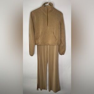 Lululemon Brushed Softstreme Half Zip and Drapey Softstreme Flared Pants Set